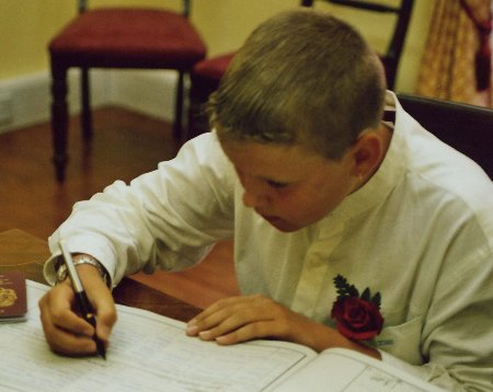 The registrar let Kevin sign the register as an extra witness 